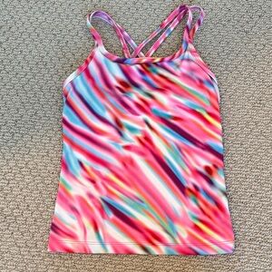 Athleta Girls Pink Multicolor Crossback Tank Top